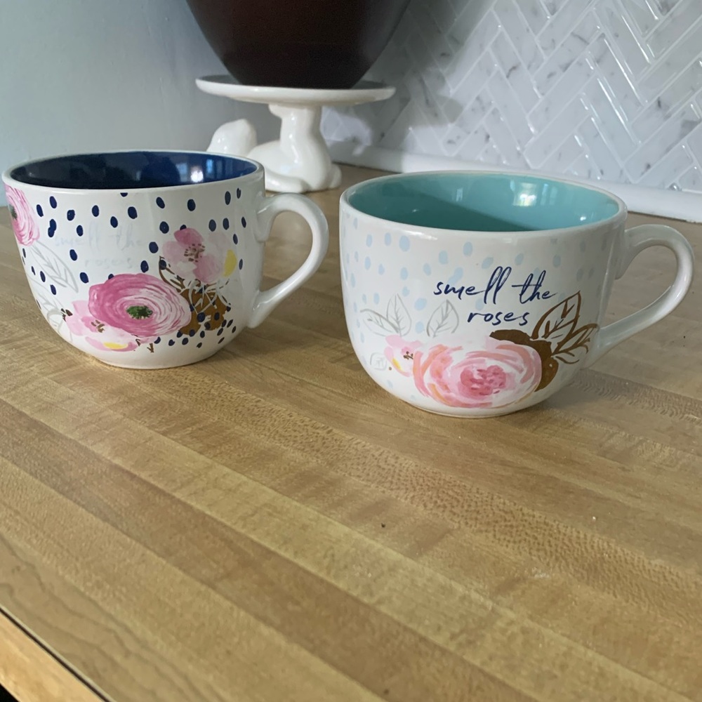 Smell The Roses Mugs Set of Two